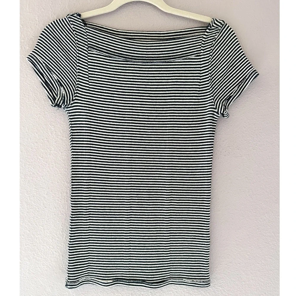 Free People We The Free Ahoy Boatneck Tee Stripe Short Sleeve Small - Picture 2 of 5
